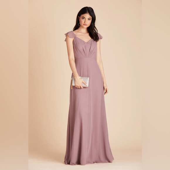 Birdy Grey Dusty Blue Kae M Flutter Sleeve Chiffon Bridesmaid Dress - Picture 6 of 6